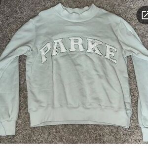 Parke blue/green mockneck sweatshirt white lettering size XXL new